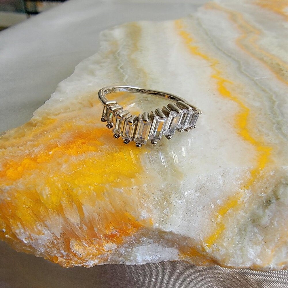 925 Sterling Silver Minimalist baguette CZ ring